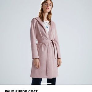 Zara faux suede blush pink belted trench coat